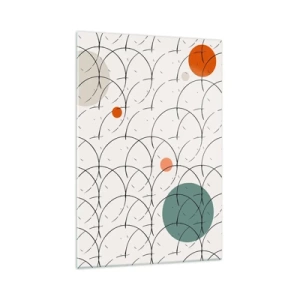 Impression sur verre - Image sur verre - Motif géométrique avec des cercles colorés sur un fond clair - 70x100cm - Dans l'esprit pop art - Décoration murale moderne pour le salon et la chambre ARTTOR