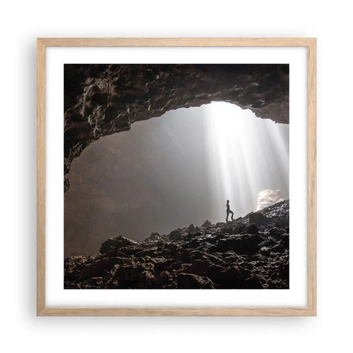 Affiche dans un chêne clair - Poster - Grotte lumineuse - 50x50 cm