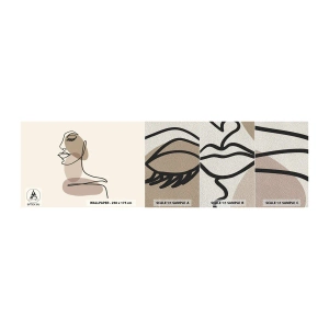 Échantillon de Papier Peint Premium Sand - Une certaine ligne de beauté - Abstraction, Visage de femme, Graphique - 100x30 cm