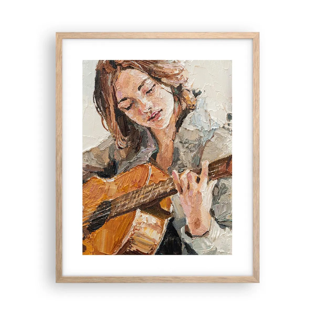 Affiche dans un chêne clair - Poster - Concerto pour guitare et coeur de fille - 40x50 cm
