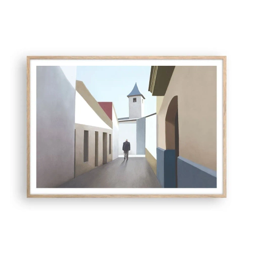 Affiche dans un chêne clair - Poster - Une promenade ensoleillée - 100x70 cm