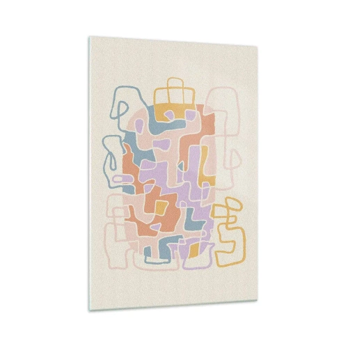 Impression sur verre - Image sur verre - Lignes abstraites pastel créant des motifs géométriques - 70x100cm - Labyrinthe – une aventure joyeuse - Décoration murale moderne pour le salon et la chambre ARTTOR