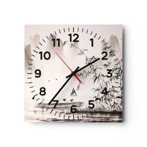Horloge murale - Pendule murale - Le silence des rizières - 30x30 cm