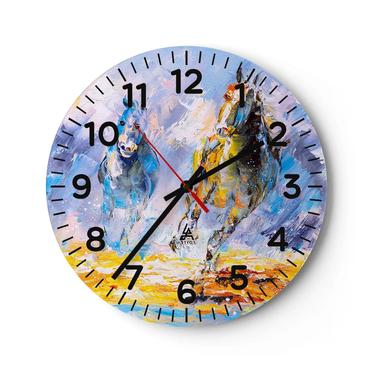 Horloge murale - Pendule murale - À travers l'éblouissement du galop - 40x40 cm