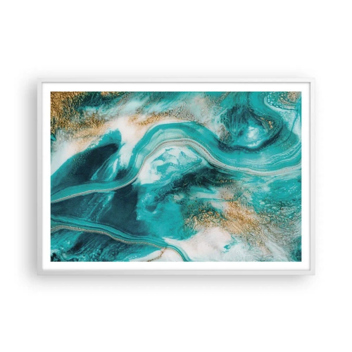 Affiche dans un cadre blanc - Poster - Rivière d'or - 100x70 cm