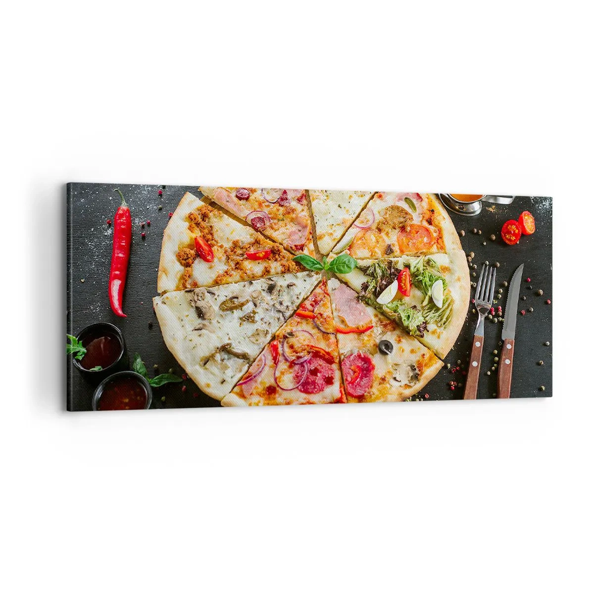 Impression sur toile - Image sur toile - Une gamme de saveurs - 100x40 cm