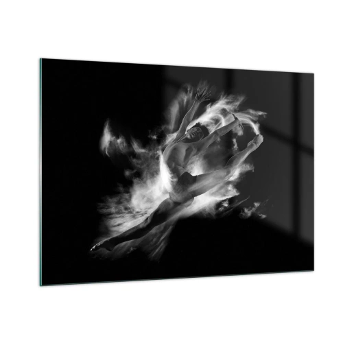 Impression sur verre - Image sur verre - Silhouette noire et blanche d'un danseur en mouvement dynamique - 100x70cm - Coincé en l'air - Décoration murale moderne pour le salon et la chambre ARTTOR