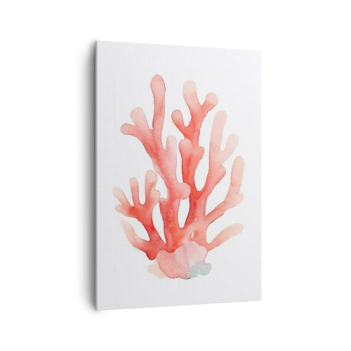 Impression sur toile - Image sur toile - Une illustration subtile de corail dans des tons pastel - 70x100cm - Corail couleur corail - Décoration murale moderne pour le salon et la chambre ARTTOR