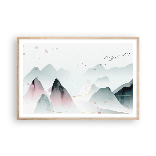 Affiche dans un chêne clair - Poster - Au-delà des sommets - 91x61 cm