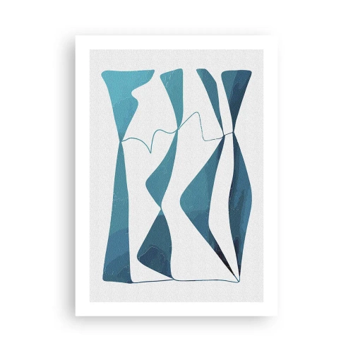 Affiche - Poster - Une composition abstraite dans des tons de bleu avec des lignes dynamiques. - 50x70cm - Abstraction : composé turquoise - Décoration murale moderne pour le salon et la chambre ARTTOR