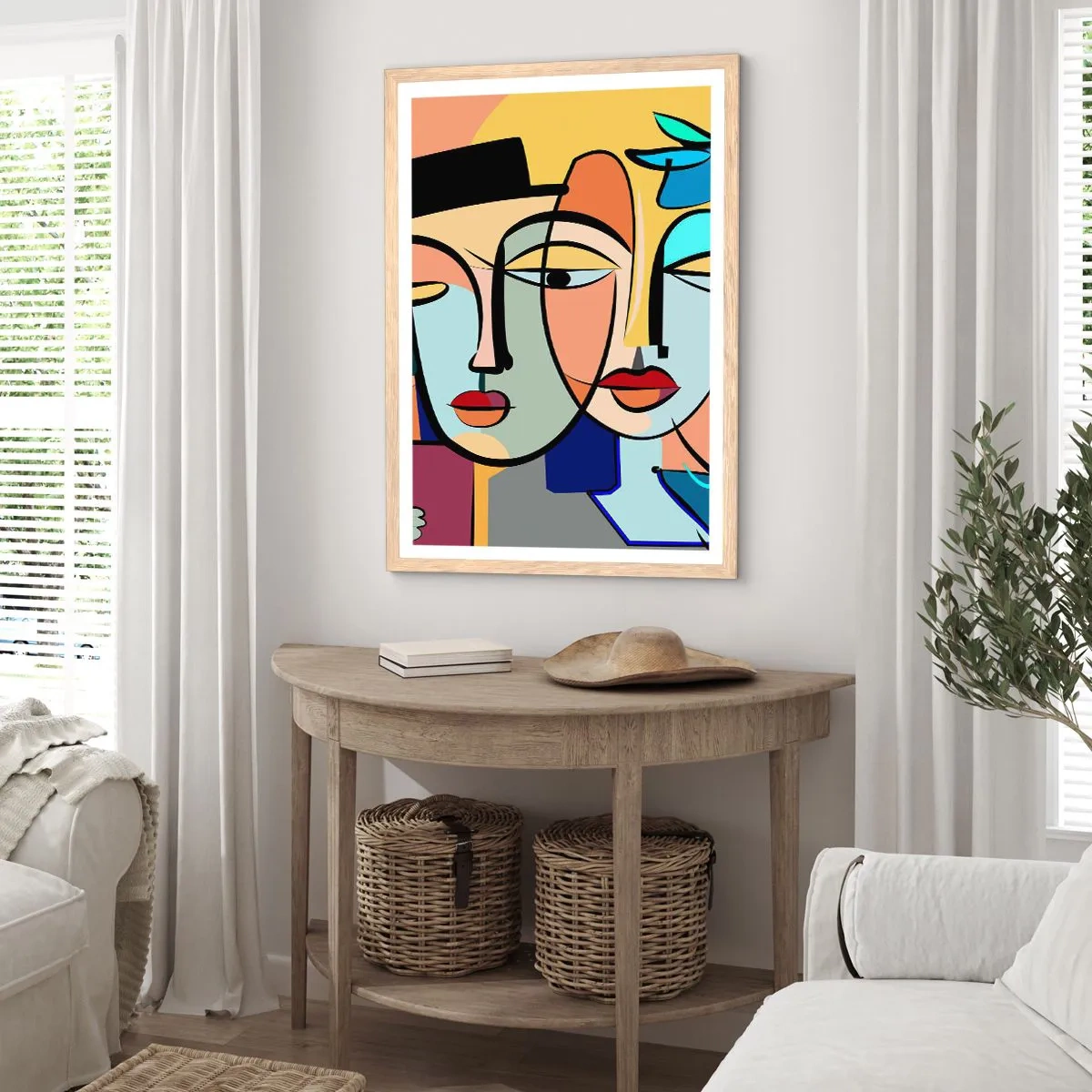Affiche dans un chêne clair - Poster - Le Rendez-vous de Picasso - 70x100 cm
