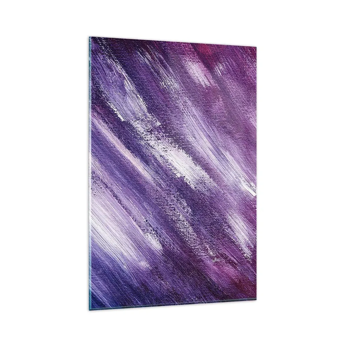 Impression sur verre - Image sur verre - Coups de pinceau abstraits dans des tons de violet et de rose - 80x120cm - Quand le vent ensoleillé souffle - Décoration murale moderne pour le salon et la chambre ARTTOR