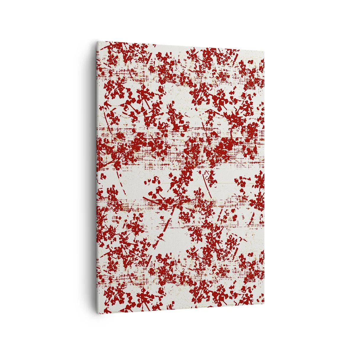 Impression sur toile - Image sur toile - Fleurs rouges sur fond blanc dans un style artistique - 70x100cm - Comme un calicot ancien - Décoration murale moderne pour le salon et la chambre ARTTOR