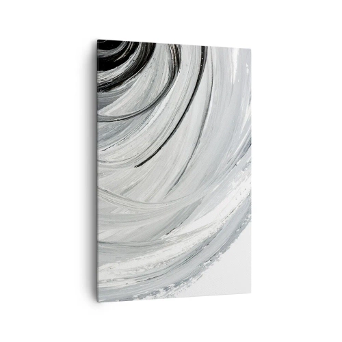Impression sur toile - Image sur toile - Un tourbillon monochrome dans des tons de gris et de noir - 80x120cm - Composition orbitale - Décoration murale moderne pour le salon et la chambre ARTTOR