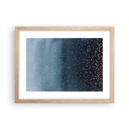 Affiche dans un chêne clair - Poster - Composition - phases bleues - 40x30 cm