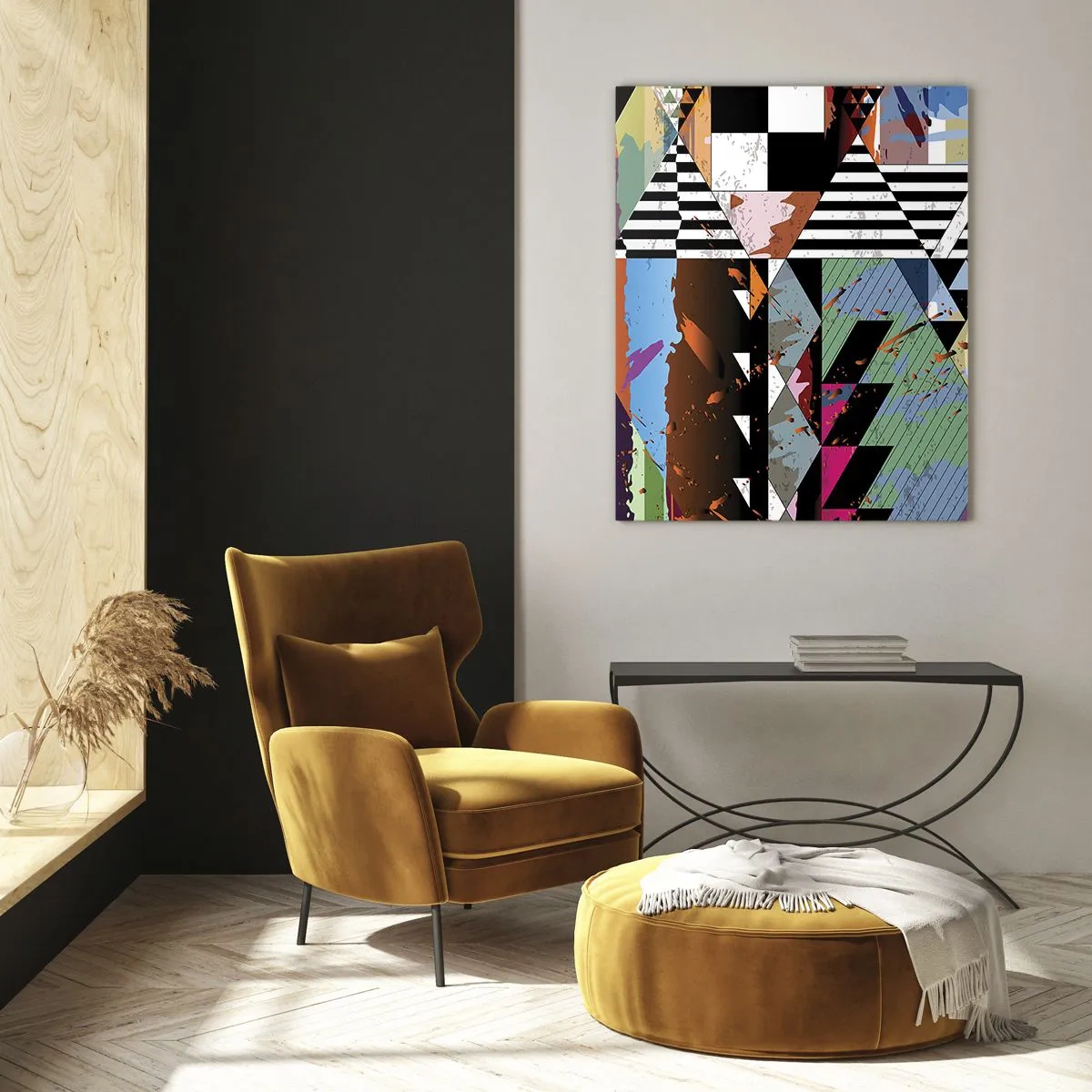 Impression sur verre - Image sur verre - Composition géométrique abstraite aux couleurs vives - 80x120cm - Géométrique et organique - Décoration murale moderne pour le salon et la chambre ARTTOR