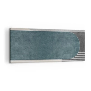 Impression sur toile - Image sur toile - Abstraction géométrique dans les tons de gris et de vert - 120x50cm - Composition de niveaux - Décoration murale moderne pour le salon et la chambre ARTTOR