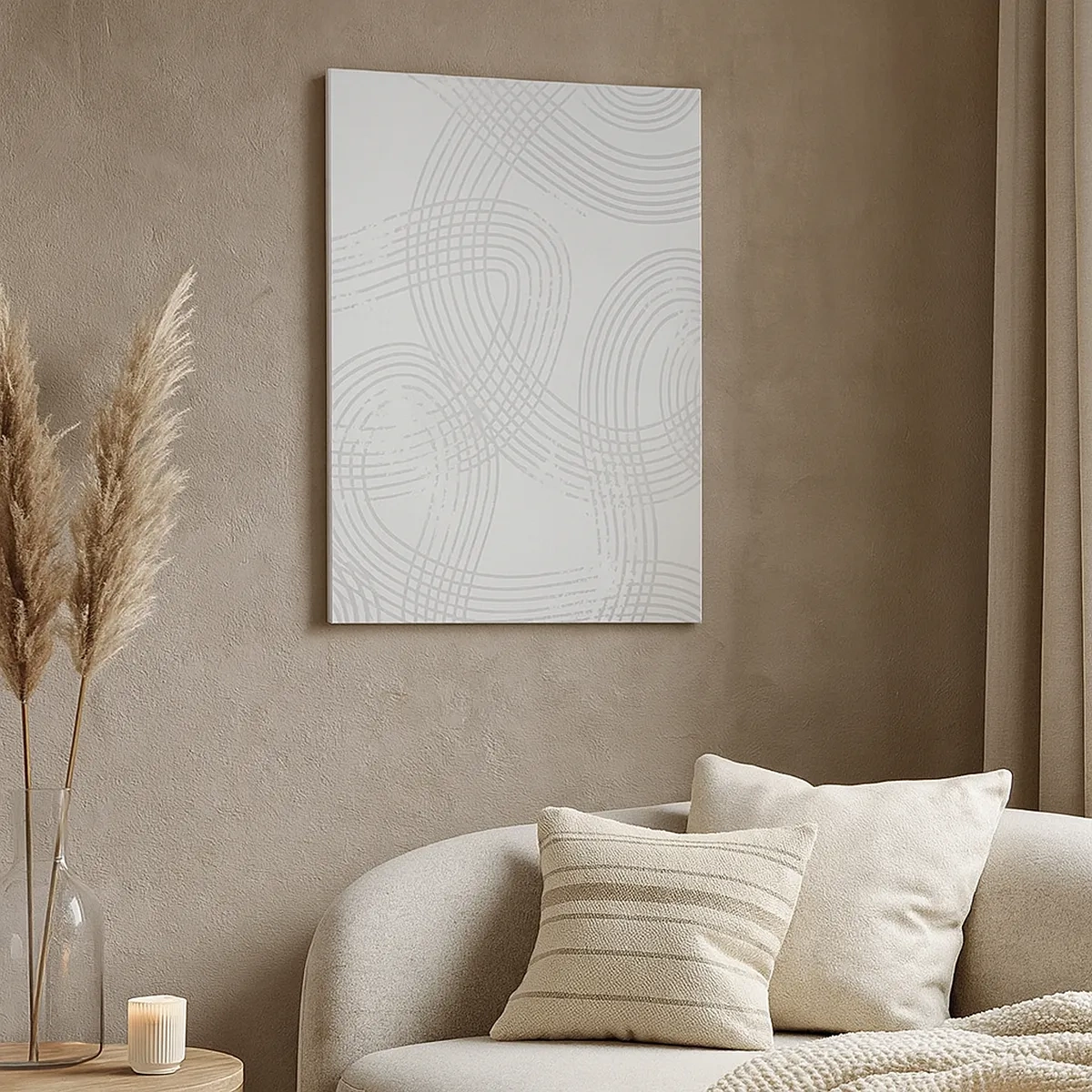 Impression sur toile - Image sur toile - Un motif subtil avec des lignes entrelacées dans des tons clairs - 50x70cm - Il n'y a pas de chemin droit - Décoration murale moderne pour le salon et la chambre ARTTOR