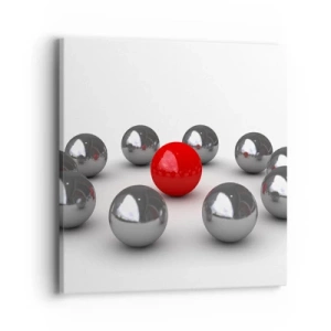 Impression sur toile - Image sur toile - Un cercle en argent et rouge - 40x40 cm