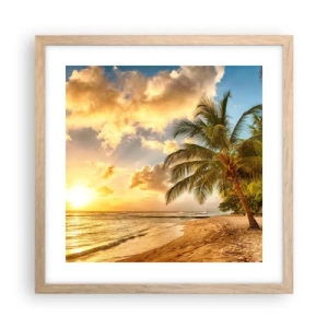 Affiche dans un chêne clair - Poster - Été éternel, toujours des vacances - 40x40 cm