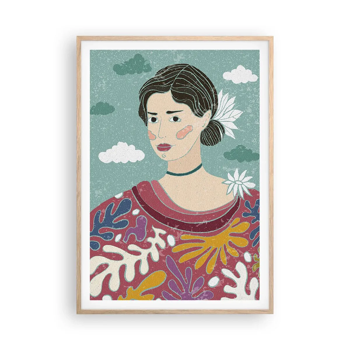 Affiche dans un chêne clair - Poster - Avec de la mélancolie dans les yeux - 70x100 cm