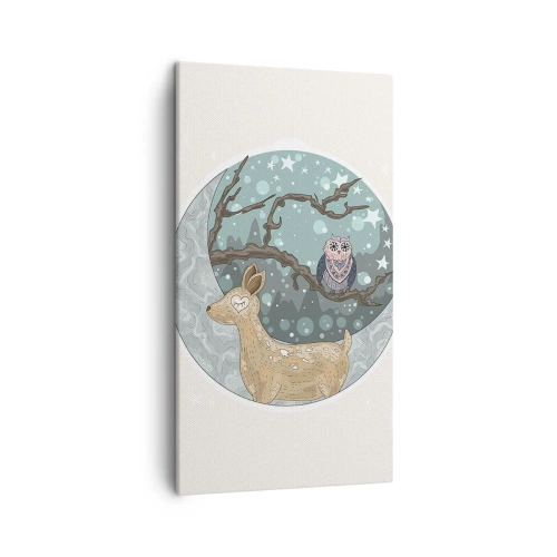 Impression sur toile - Image sur toile - Une nuit de conte de fées en forêt - 45x80 cm