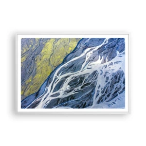 Affiche dans un cadre blanc - Poster - Peintures rupestres de la nature - 100x70 cm