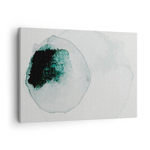Impression sur toile - Image sur toile - Goutte d'eau abstraite avec des nuances de vert et de noir - 70x50cm - Dans une goutte d'eau - Décoration murale moderne pour le salon et la chambre ARTTOR