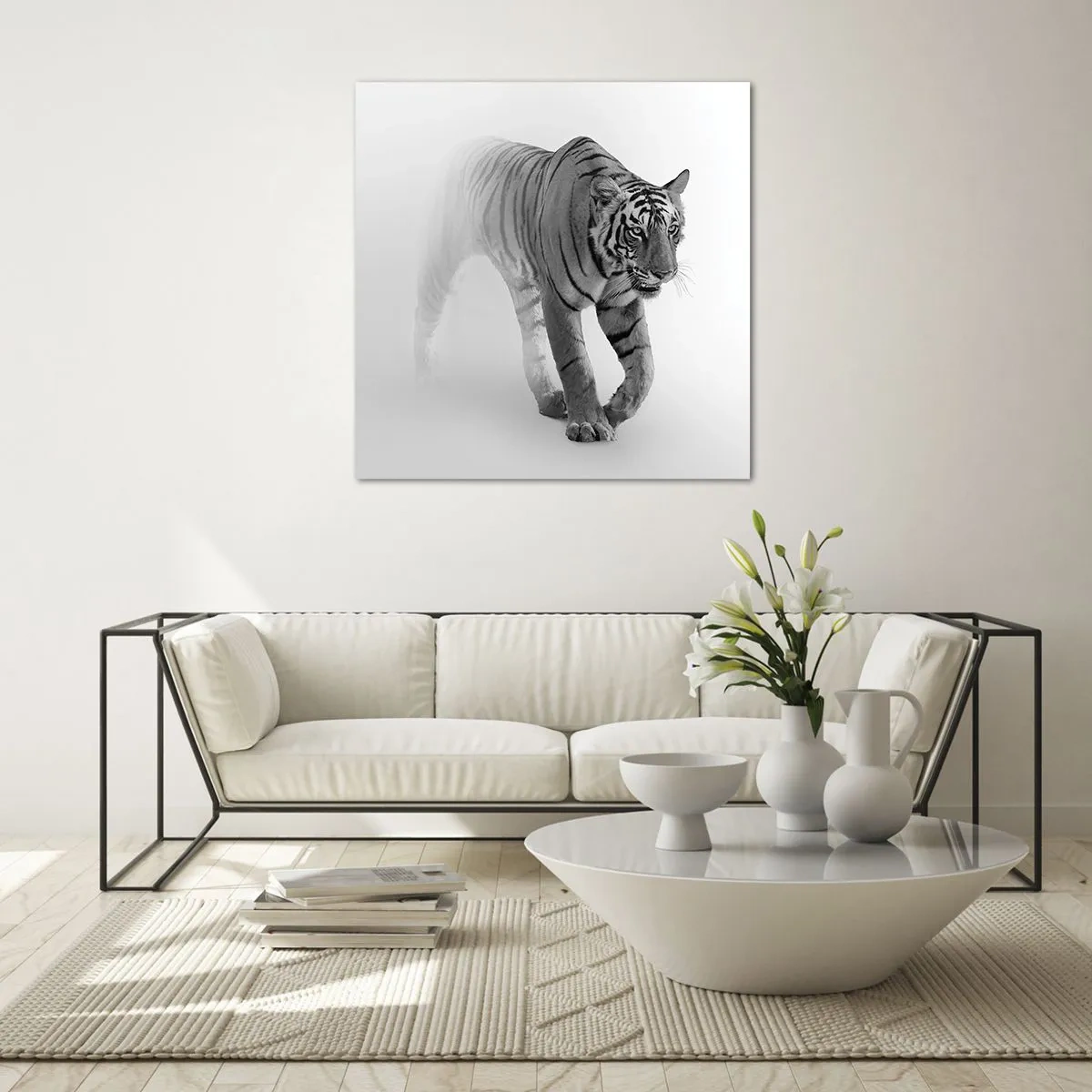 Impression sur verre - Image sur verre - Accroupi dans le brouillard - 70x70 cm