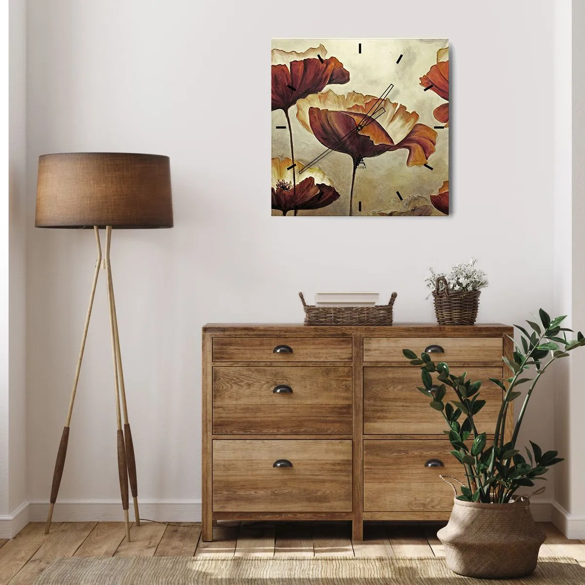 Horloge murale - Pendule murale - À la lisière des champs - 40x40 cm