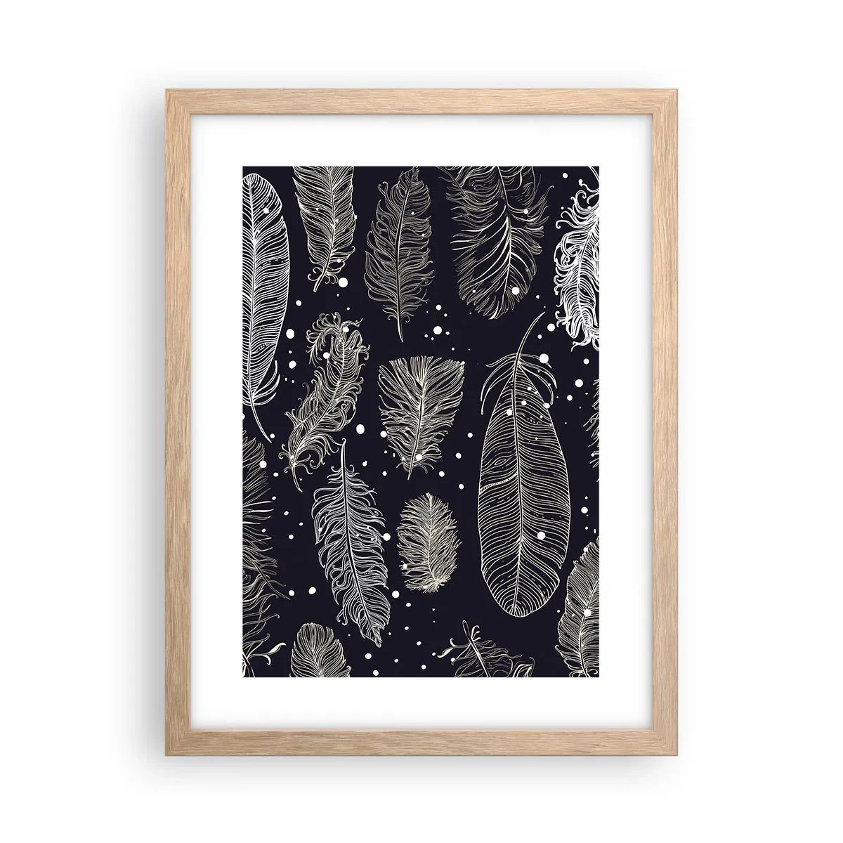 Affiche dans un chêne clair - Poster - Toile de plumes - 30x40 cm