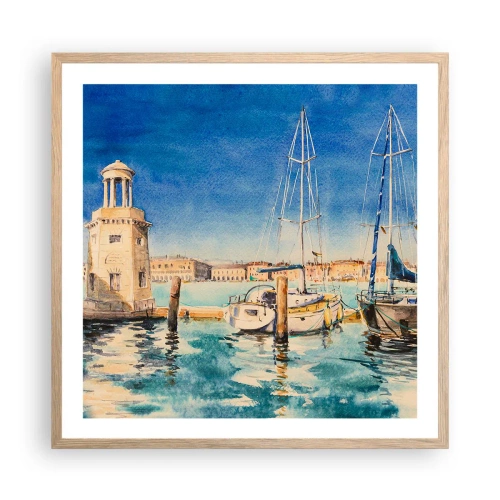 Affiche dans un chêne clair - Poster - Lagune ensoleillée - 60x60 cm