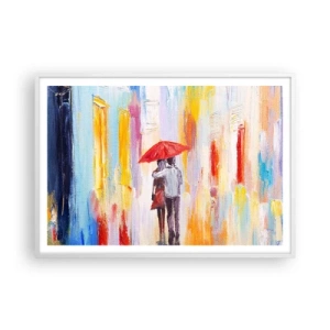 Affiche dans un cadre blanc - Poster - Qu'il pleuve encore - 100x70 cm
