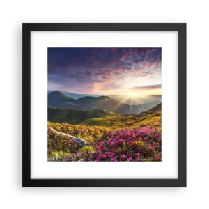 Affiche dans un cadre noir - Poster - Fraîcheur matinale en montagne - 30x30 cm