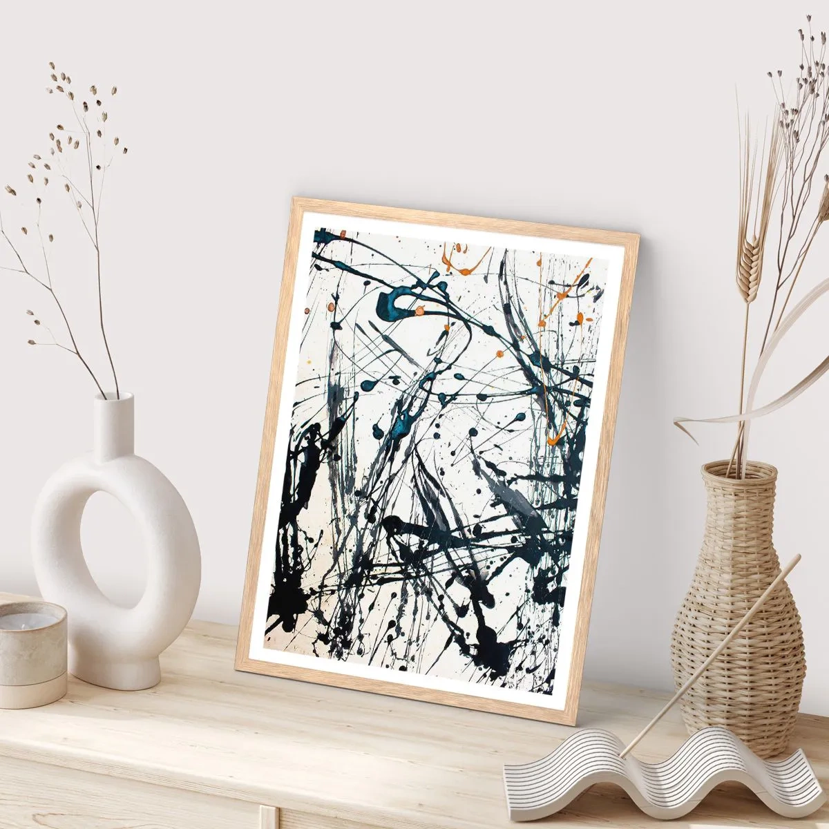 Affiche dans un chêne clair - Poster - Abstraction expressionniste - 50x70 cm