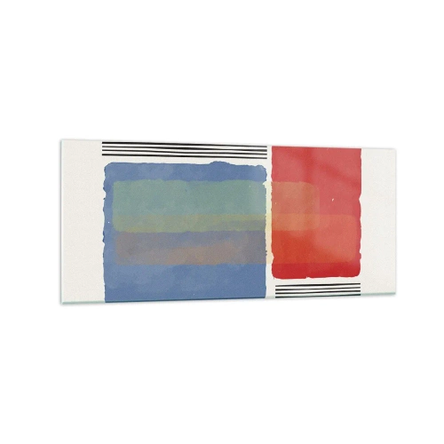 Impression sur verre - Image sur verre - Composition géométrique avec des blocs et des lignes colorés - 120x50cm - Esprit et lettre de la géométrie - Décoration murale moderne pour le salon et la chambre ARTTOR