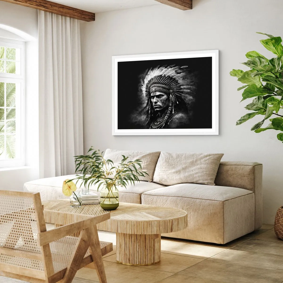 Affiche dans un cadre blanc - Poster - Un leader et un guerrier - 50x40 cm