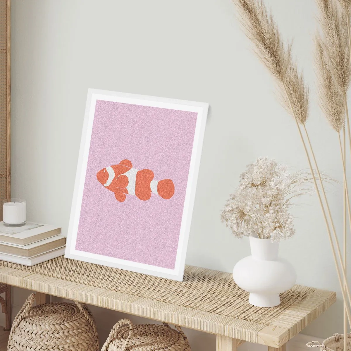 Affiche dans un cadre blanc - Poster - En corail sur le visage et la queue - 30x40 cm