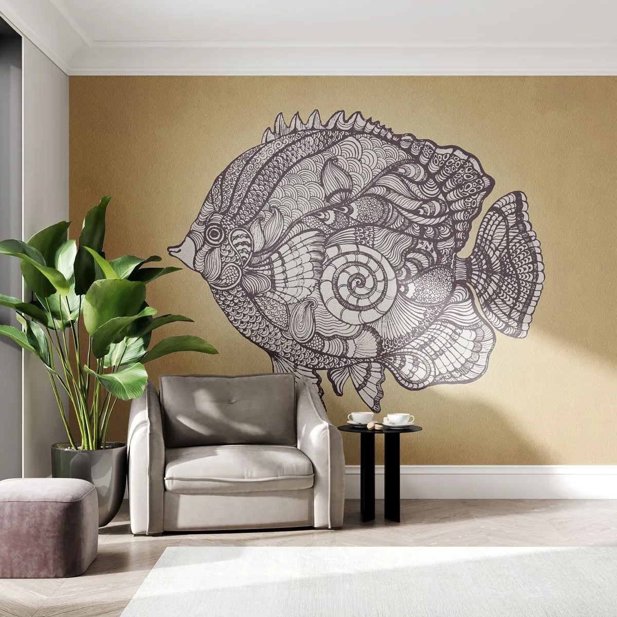 Papier Peint Photo Premium Sand - D'un océan d'ornements - Poisson, Ornement, Décoration - 450x315 cm