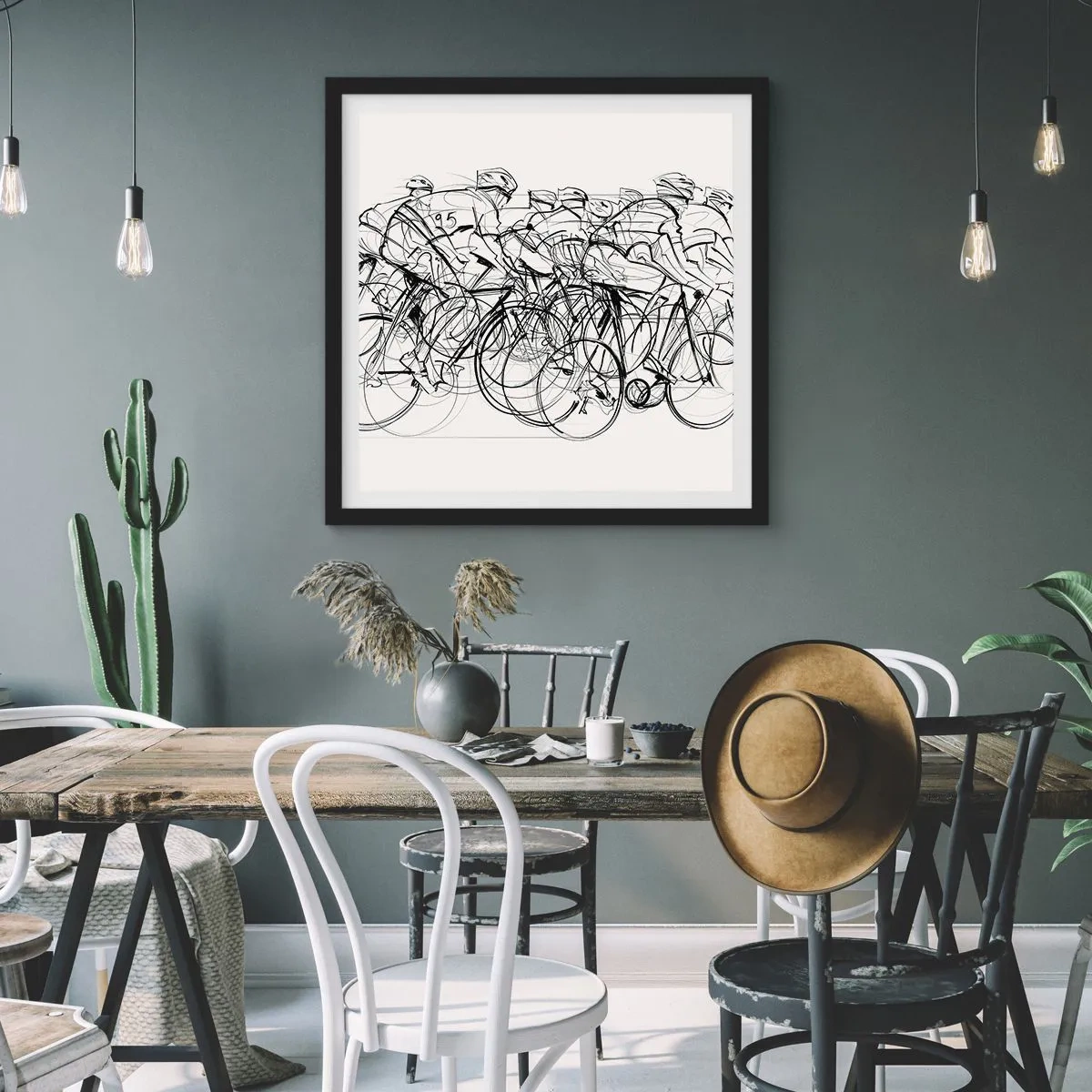 Affiche dans un cadre noir - Poster - Ensemble en équipe - 50x50 cm