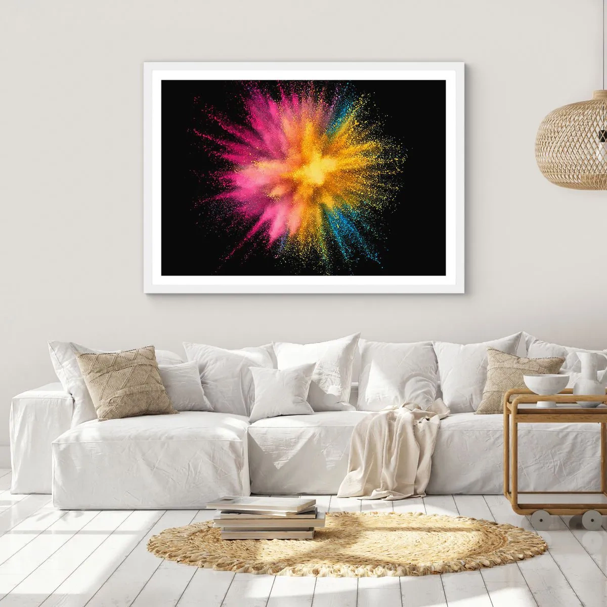 Affiche dans un cadre blanc - Poster - Origine des couleurs - 91x61 cm
