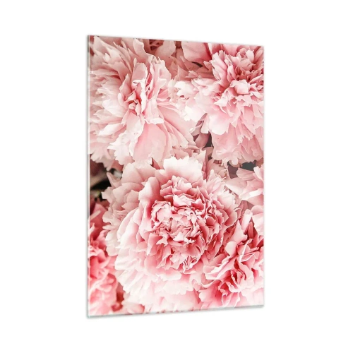 Impression sur verre - Image sur verre - Gros plan de pivoines roses en pleine floraison - 50x70cm - Rêve rose - Décoration murale moderne pour le salon et la chambre ARTTOR