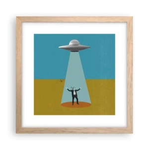 Affiche dans un chêne clair - Poster - Rencontre proche - 30x30 cm