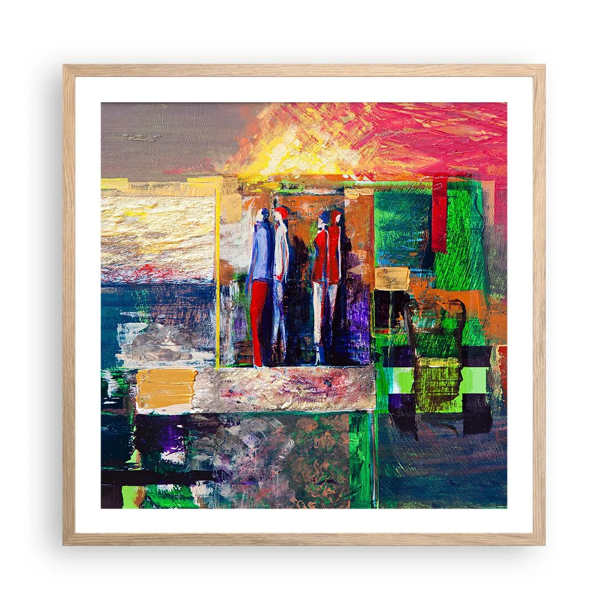 Affiche dans un chêne clair - Poster - Relations et émotions - 60x60 cm