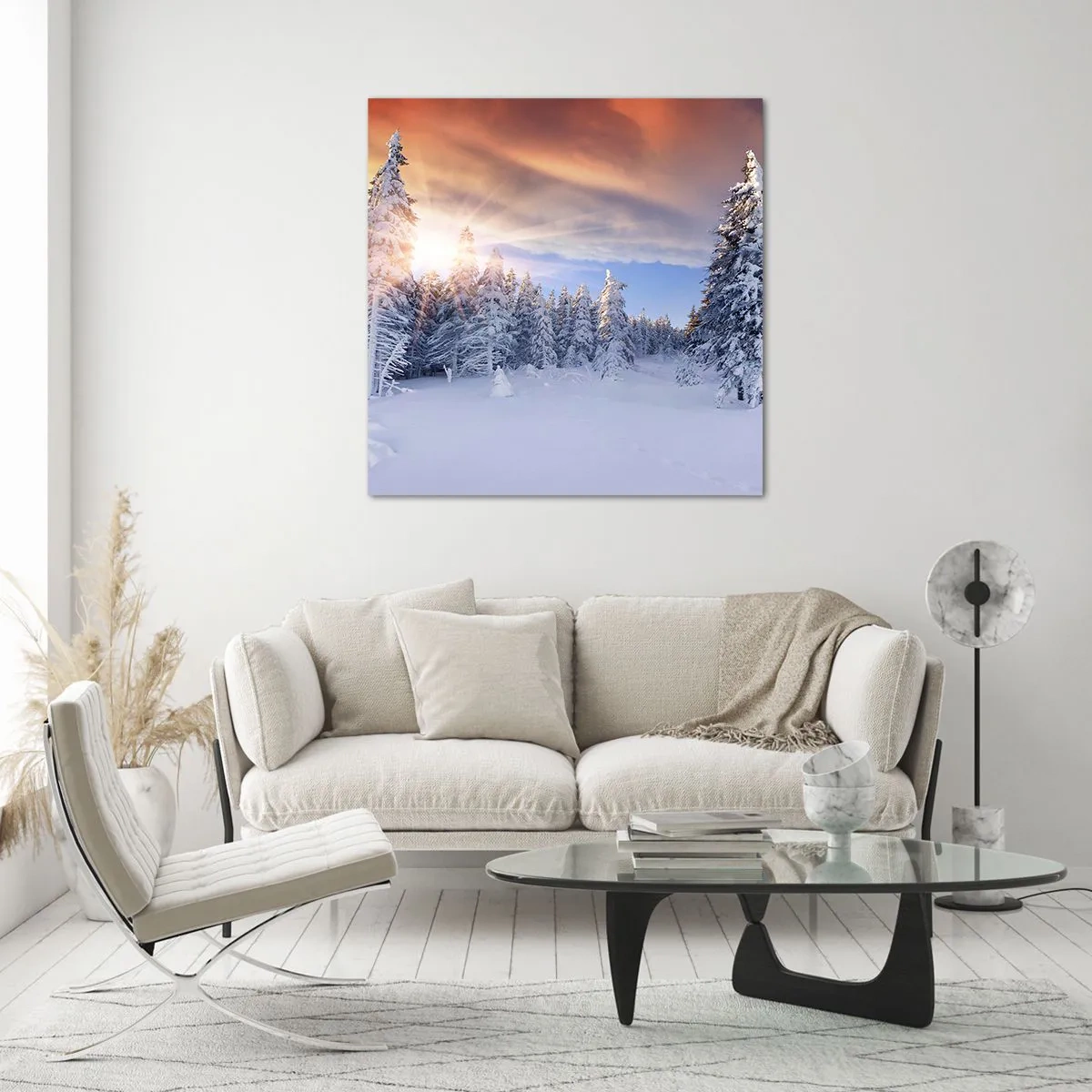 Impression sur verre - Image sur verre - Un spectacle enneigé de la nature - 40x40 cm