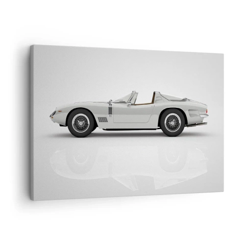 Impression sur toile - Image sur toile - Cabriolet blanc classique sur fond clair - 70x50cm - Promesse de plaisir - Décoration murale moderne pour le salon et la chambre ARTTOR