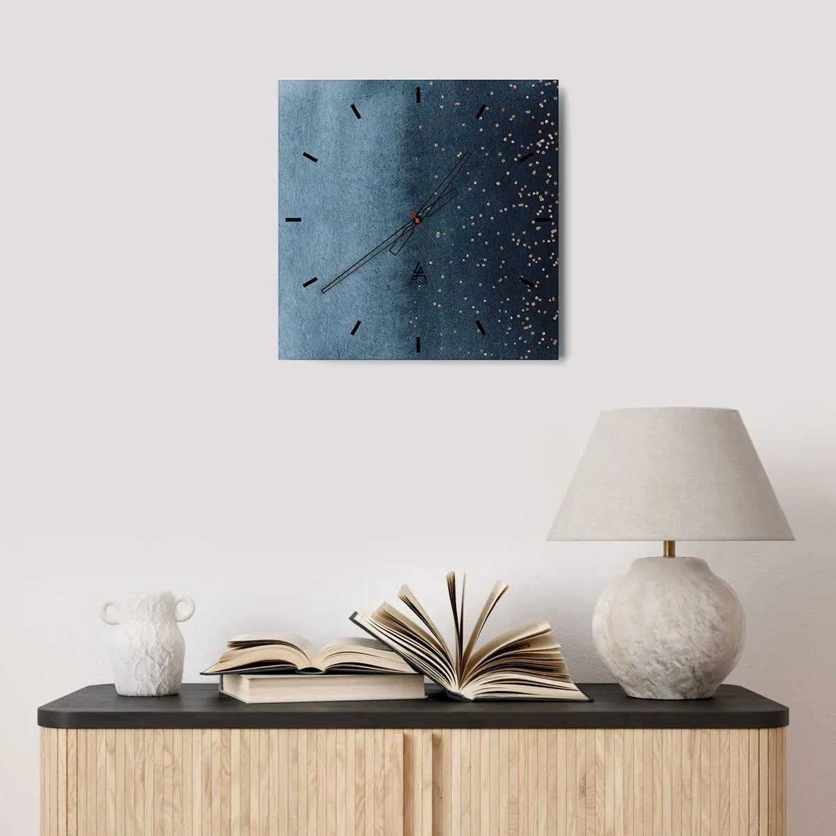 Horloge murale - Pendule murale - Composition - phases bleues - 40x40 cm