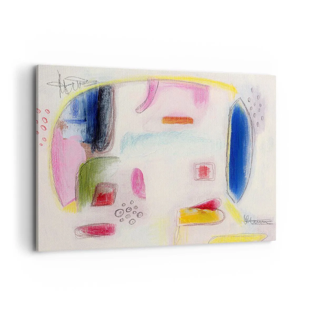 Impression sur toile - Image sur toile - Formes abstraites colorées sur fond clair - 100x70cm - Plus convexe que concave ou plat - Décoration murale moderne pour le salon et la chambre ARTTOR