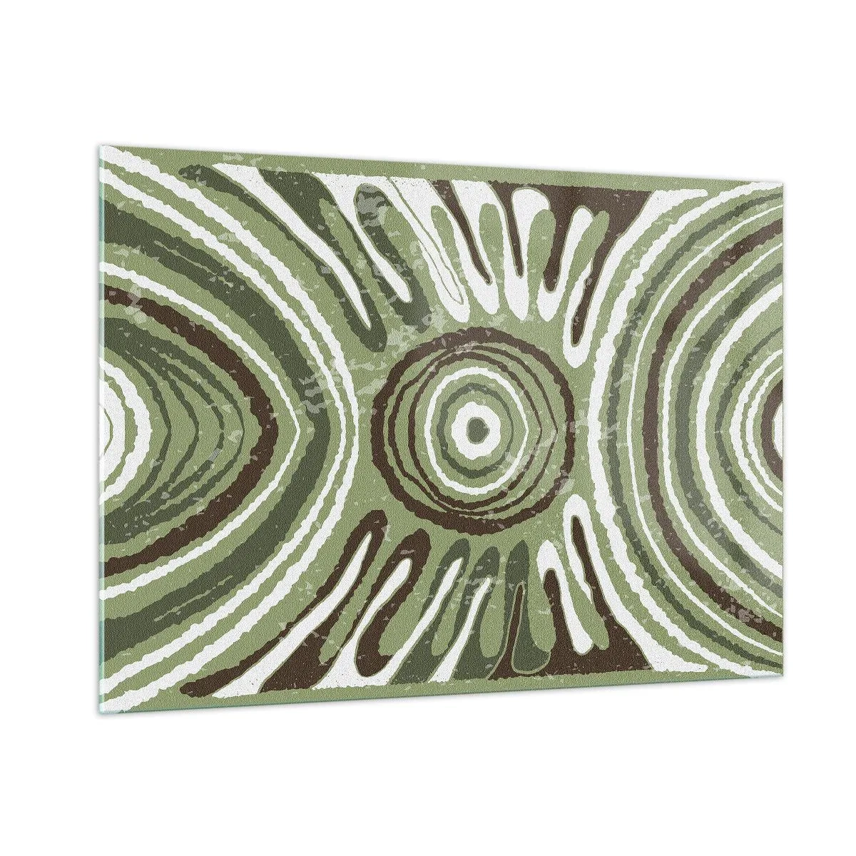 Impression sur verre - Image sur verre - Cercles concentriques verts et lignes abstraites - 100x70cm - Une explosion d'émotions - Décoration murale moderne pour le salon et la chambre ARTTOR
