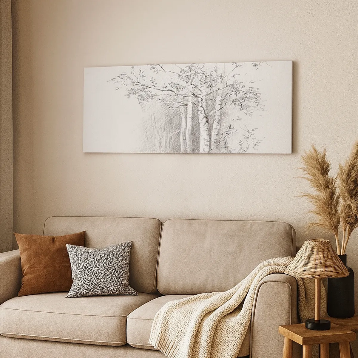 Impression sur toile - Image sur toile - Lumière d'une forêt de bouleaux - 30x30 cm